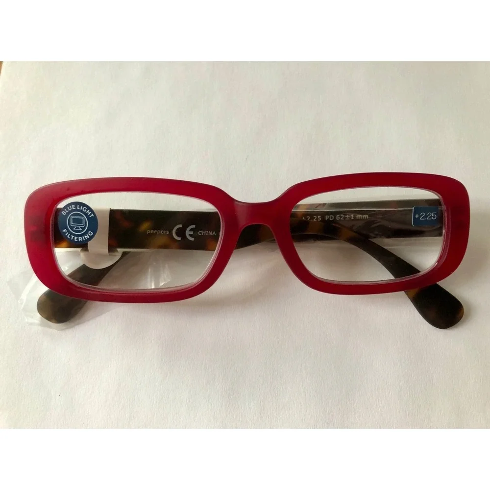NEW WILLOW RED PEEPERS BLUE LIGHT READING GLASSES +2.25